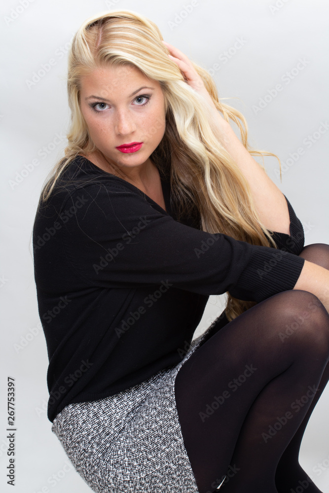 Fototapeta premium beautiful young blond woman with red lipstick