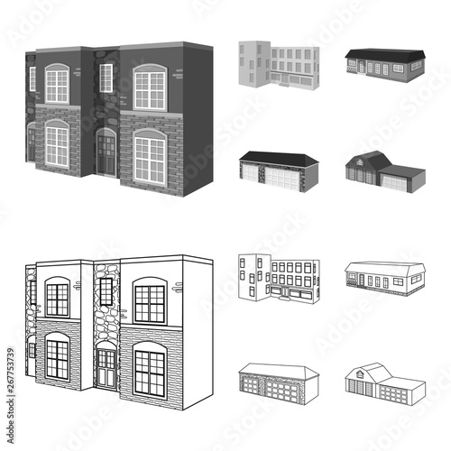Vector design of facade and housing symbol. Collection of facade and infrastructure stock symbol for web.