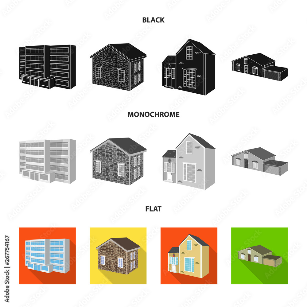 Isolated object of facade and housing logo. Set of facade and infrastructure stock symbol for web. Isolated object of facade and housing logo. Set of facade and infrastructure stock symbol for web.