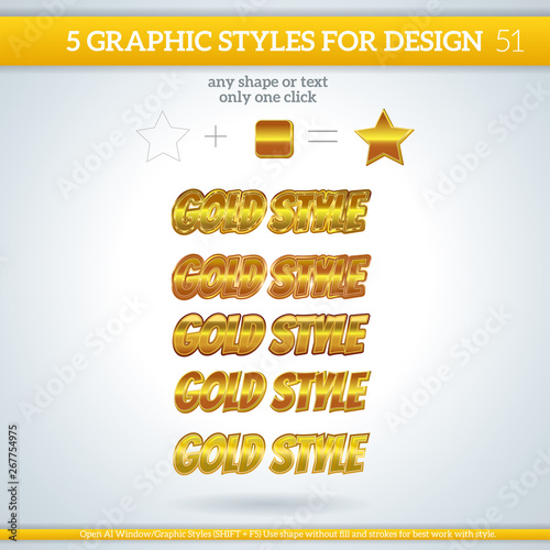 Set of Gold Graphic Styles for Design.