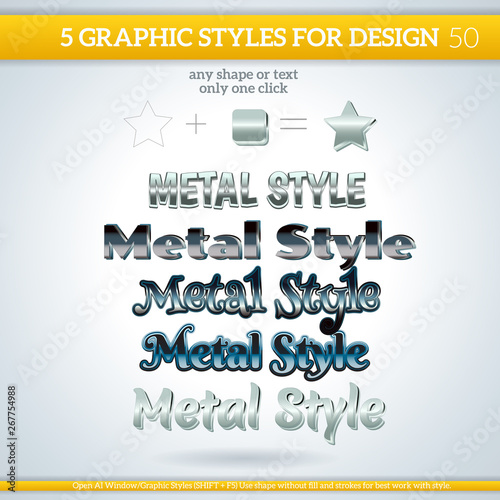 Set of Various Metallic Graphic Styles for Design.