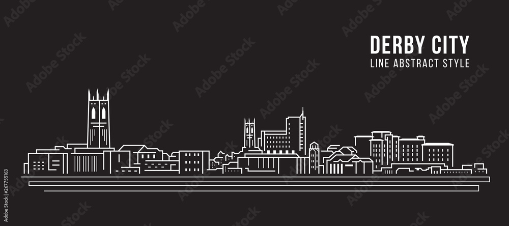 Cityscape Building Line art Vector Illustration design -  derby city