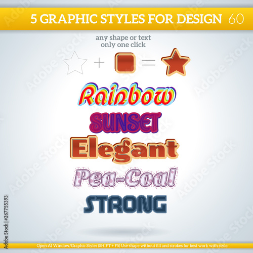 Set of Various Metallic Graphic Styles for Design.