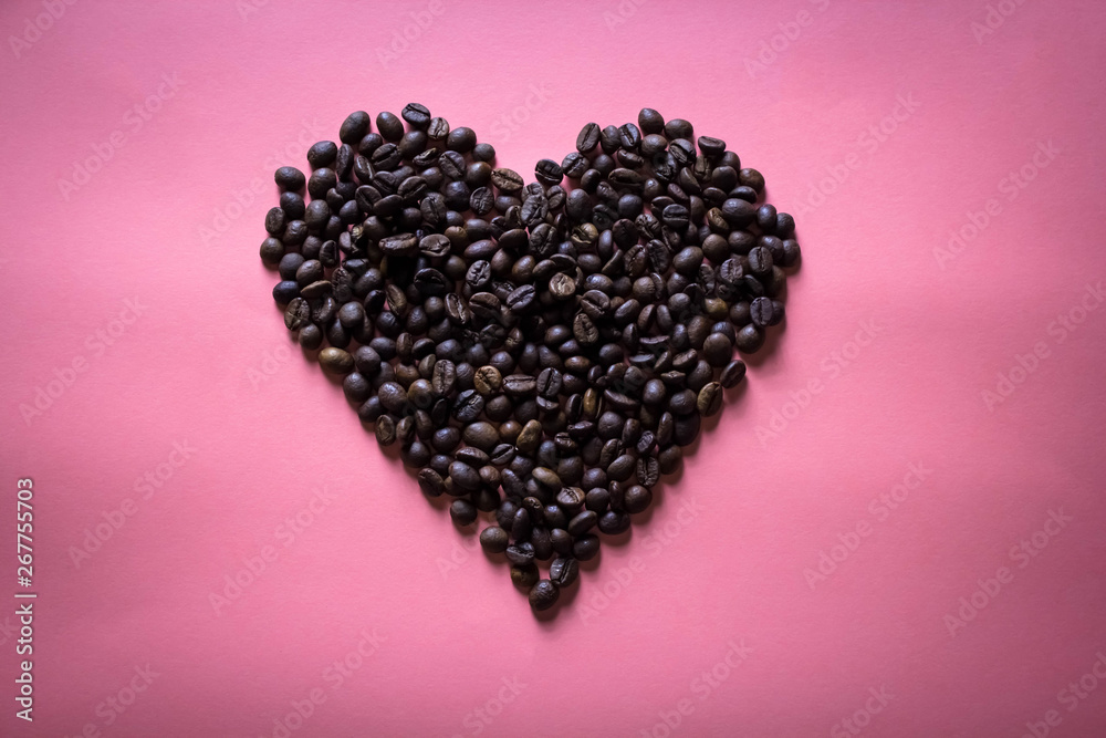 coffee hearth on pink background with copy space coffee hearth on pink background with copy space