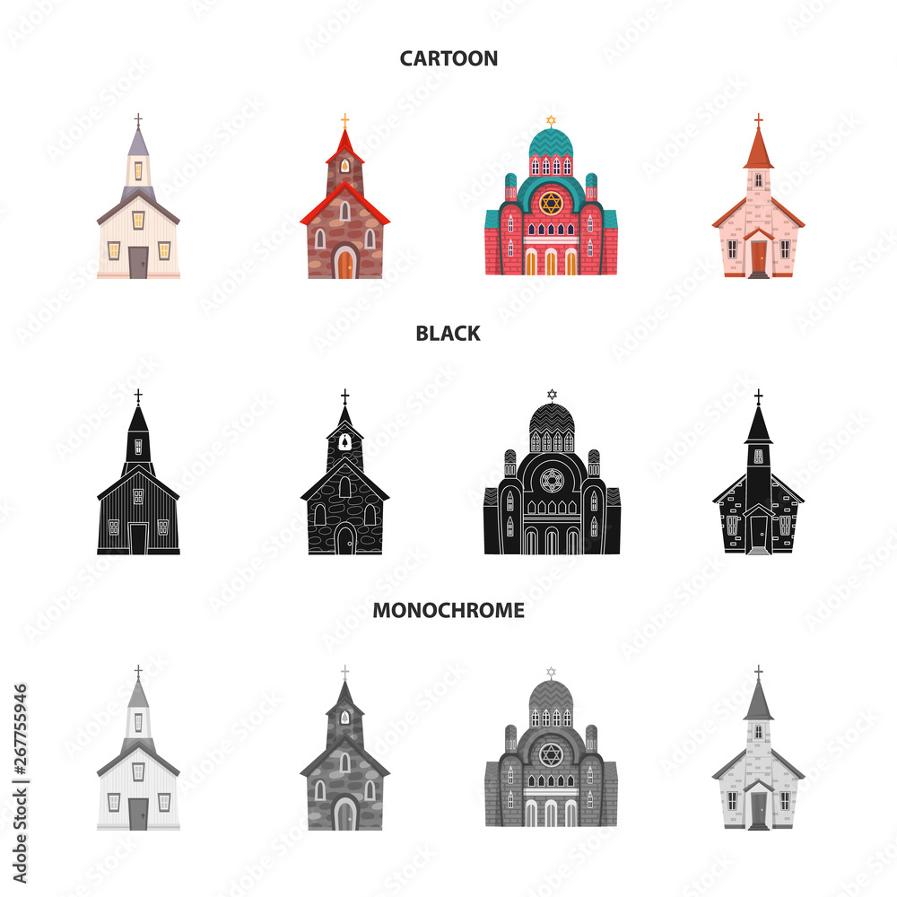 Fototapeta premium Isolated object of cult and temple sign. Set of cult and parish vector icon for stock.