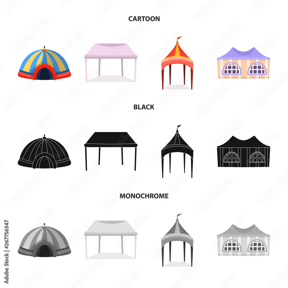 Vector illustration of roof and folding logo. Collection of roof and architecture vector icon for stock.