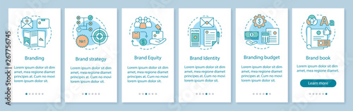 Branding onboarding mobile app page screen, linear concepts