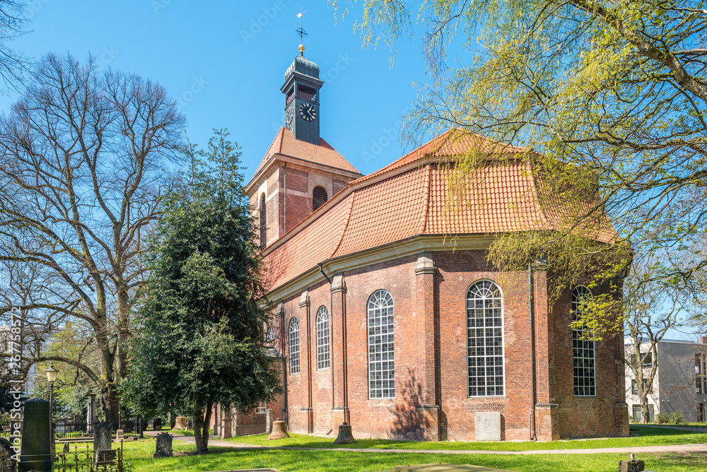 The Evangelical, Lutheran Christianskirche with the grave of the german poet Klopstock in the Ottensen district of Hamburg
