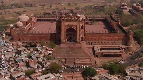 Fatehpur Sikri Abkbar's residence, India, 4k aerial photo