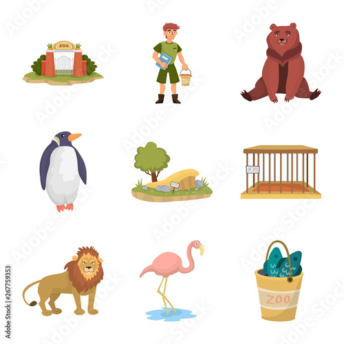Vector illustration of zoo  and park icon. Set of zoo  and animal stock vector illustration.