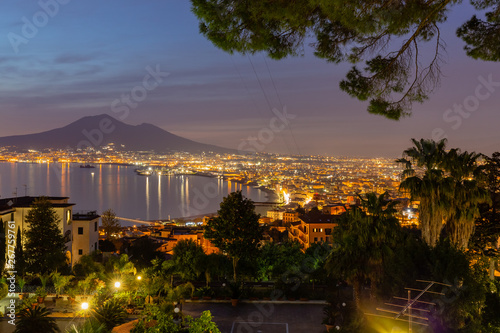 Vesuvius and the Bay of Naples by night, from Castellammare di Stabia