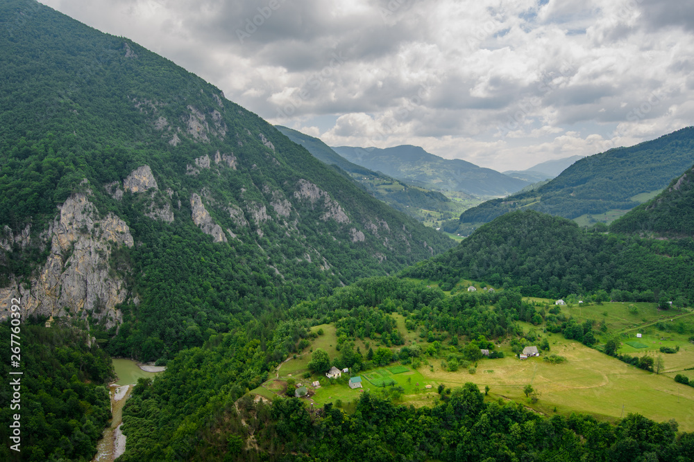 Beautiful Mountains of River Tara Canyon. Durmitor National Park in Montenegro, Balkans, Europe