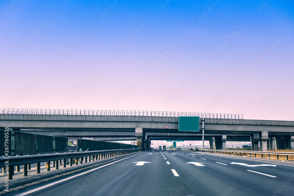 Highway Landscape Photographed on Driving Vehicles