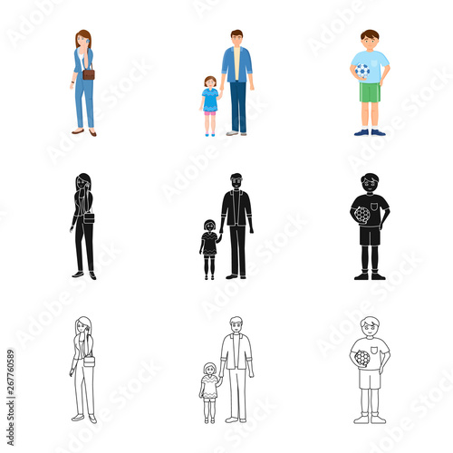 Vector illustration of character and avatar  sign. Collection of character and portrait stock symbol for web.