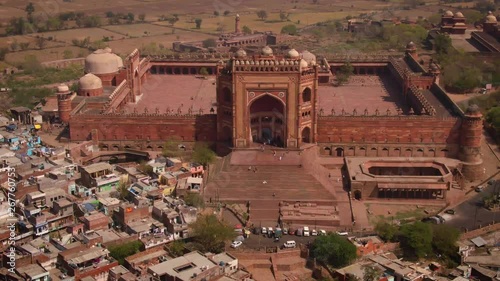 Fatehpur Sikri Abkbar's residence, India, 4k aerial photo