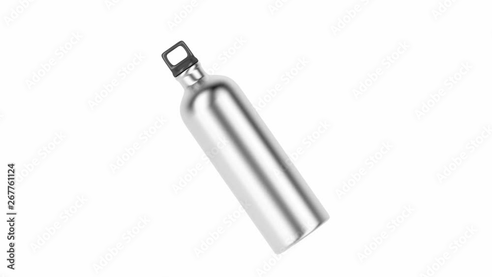 Metal water bottle spin on white background Metal water bottle spin on white background