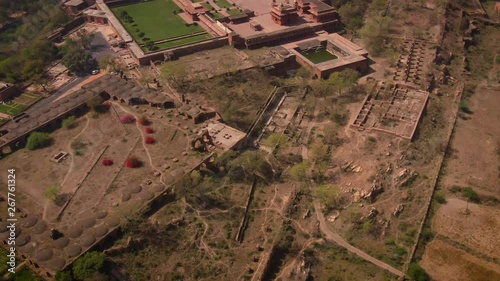 Fatehpur Sikri Abkbar's residence, India, 4k aerial photo