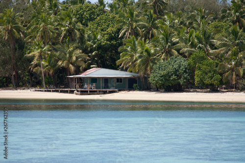 A house at the beach at one of the tropical islands in Tonga