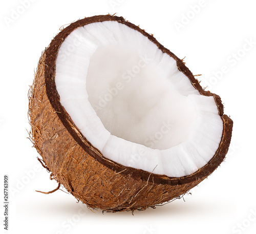 Fototapeta half coconut isolated on white background clipping path
