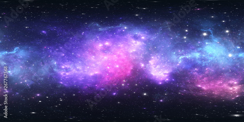 Space background with nebula and stars. Environment 360 HDRI map. Equirectangular projection, spherical panorama.