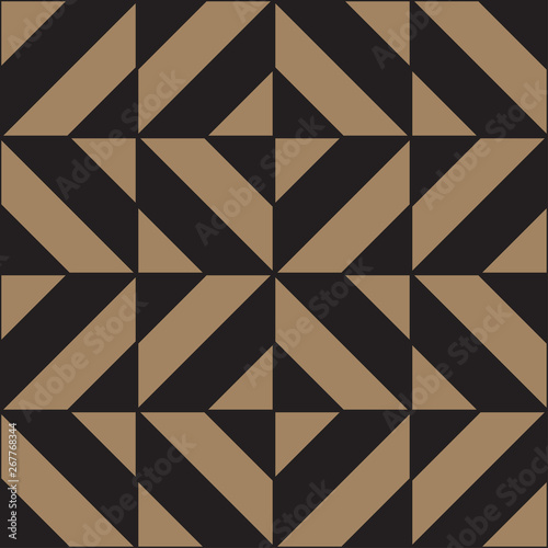 Geometric seamless pattern. Golden and black colors holiday collection. Merry Christmas and Happy New year. Abstract textured background design. Modern elegant wallpaper. Vector illustration.