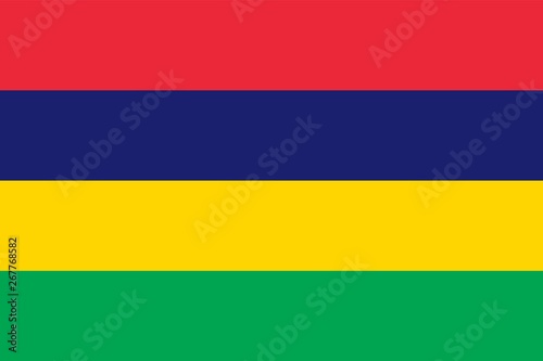 Flag Of Mauritius. Ratios and colors are observed.