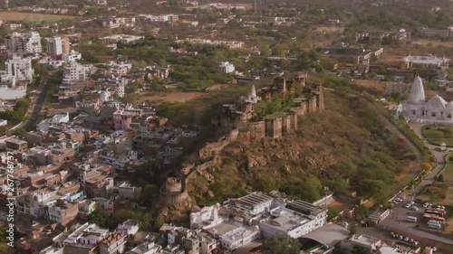 Moti Doongri fort and Birla mandir, Jaipur, 4k aerial  footage photo