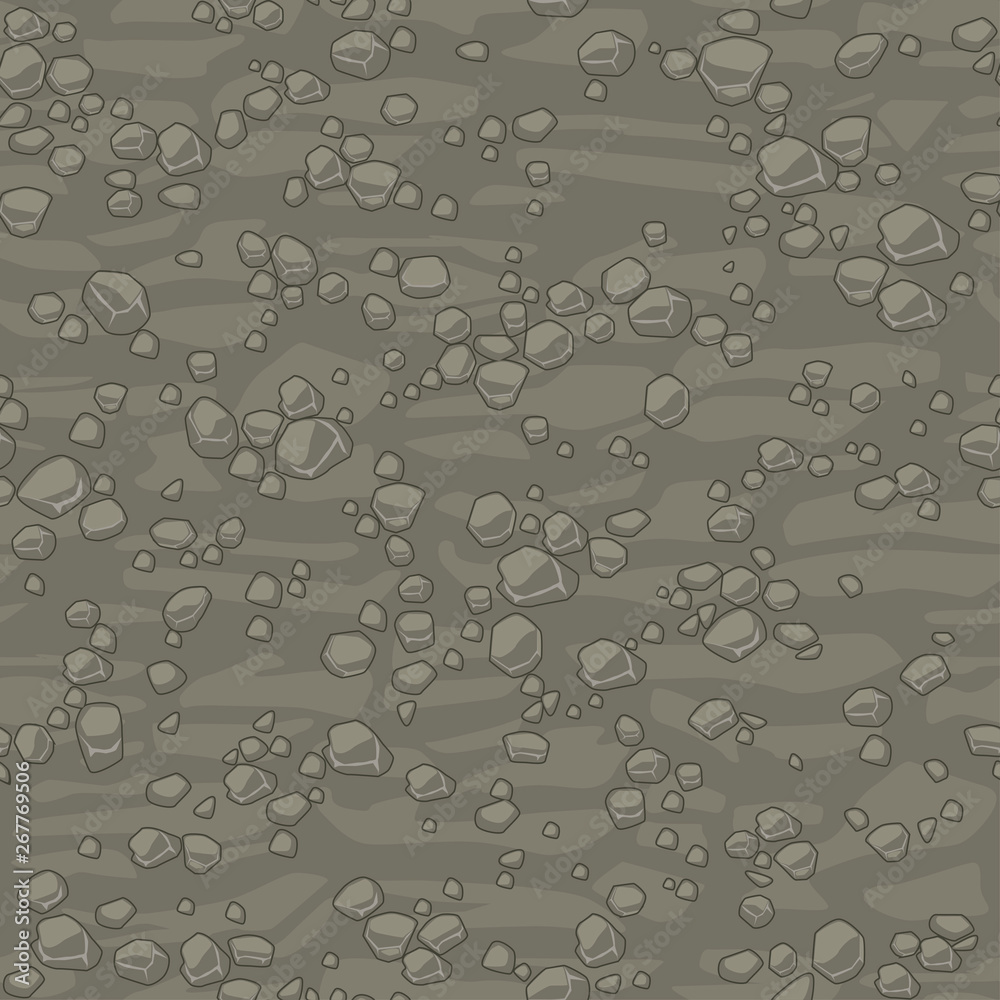 Cartoon seamless texture ground with small stones for concept design. Cute  seamless pattern grey stone. Seamless vector texture. Stones on separate  layers. Stock Vector | Adobe Stock