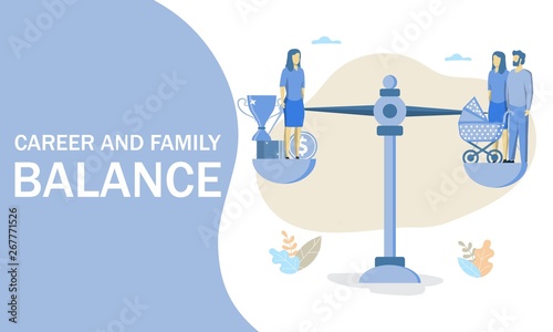 Career and family balance, vector flat illustration