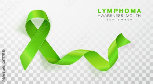 Lymphoma Awareness Month. Lime Green Color Ribbon Isolated On Transparent Background. Vector Design Template For Poster. Illustration.