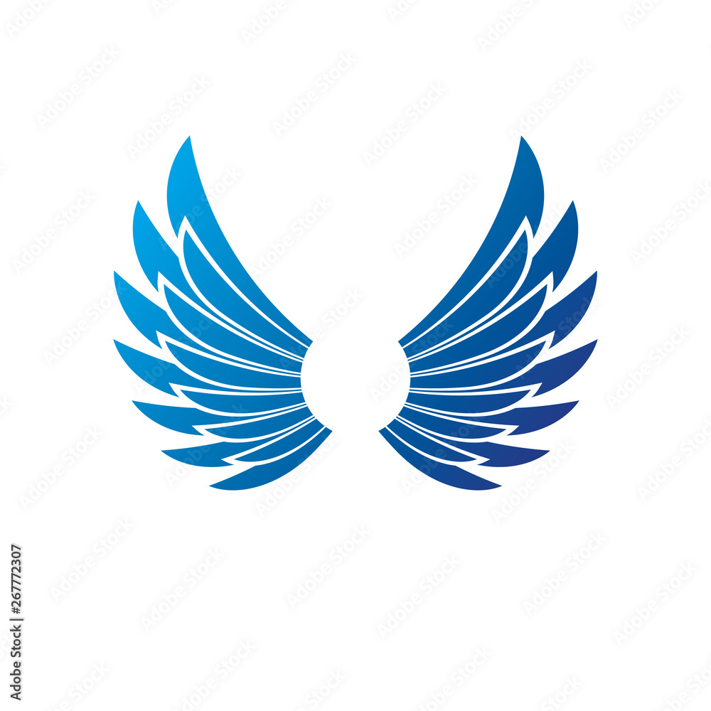 Ancient Symbolic Wings emblem. Heraldic vector design element. Retro style label, heraldry logo.