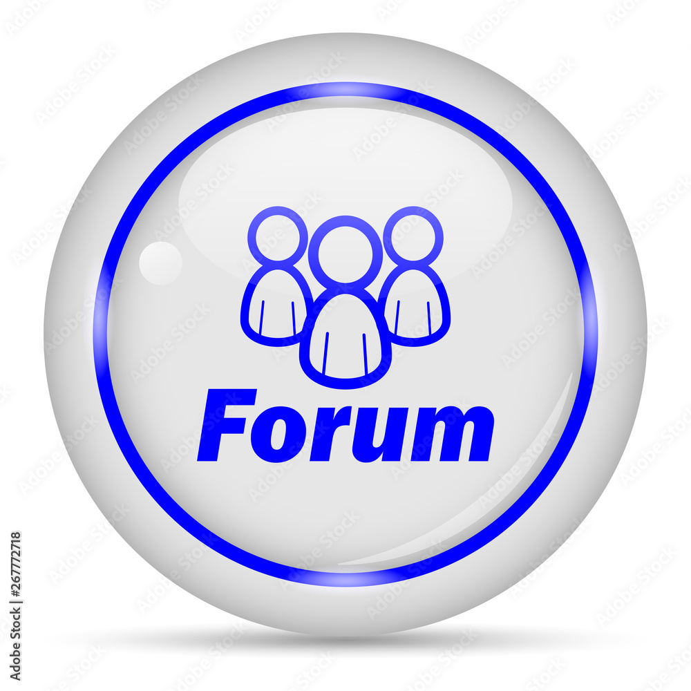Forum icon. White glossy round vector icon in eps 10. Editable modern design internet button on white background. Forum icon. White glossy round vector icon in eps 10. Editable modern design internet button on white background.