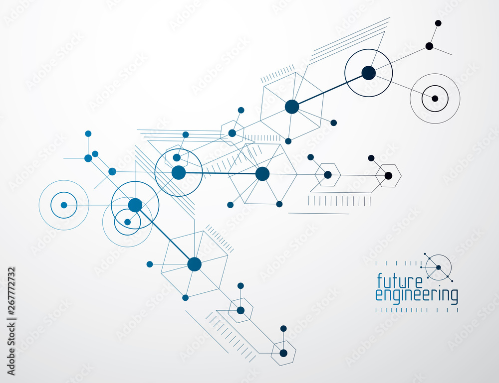 Engineering technological vector wallpaper made with circles and lines. Modern geometric composition can be used as template and layout. Abstract technical background. Engineering technological vector wallpaper made with circles and lines. Modern geometric composition can be used as template and layout. Abstract technical background.