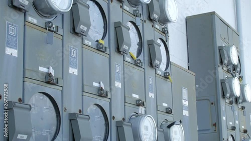 Wall of electric meters for building 