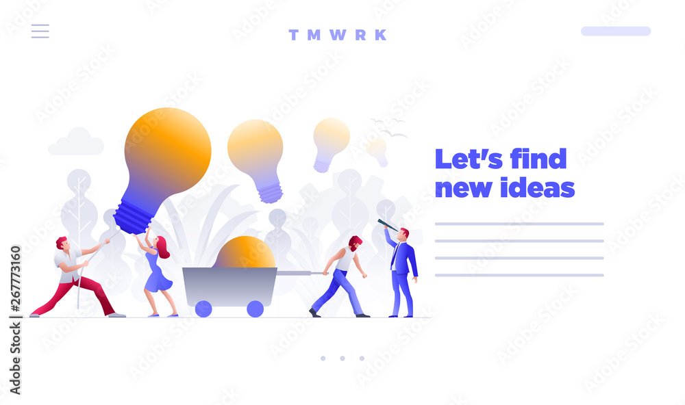 Find and hunt new ideas concept web site design template