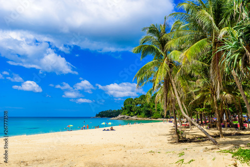 Surin beach, Paradise beach with golden sand, crystal water and palm trees, Patong area on Phuket Island, Tropical travel destination, Thailand photo