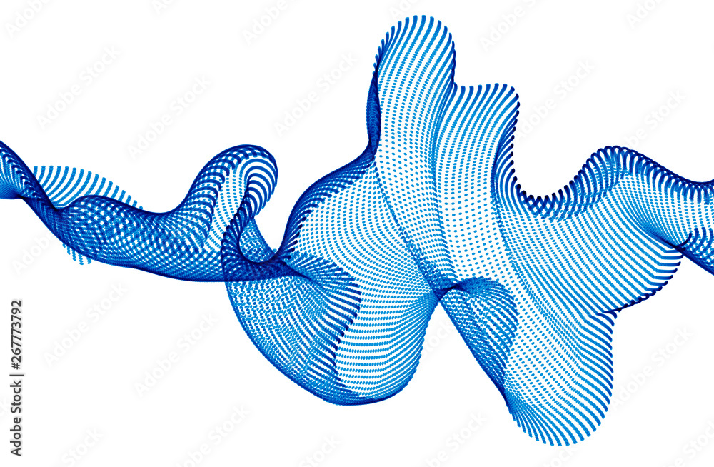 Sound wave, particles flow, effect in motion. dynamic vector abstract