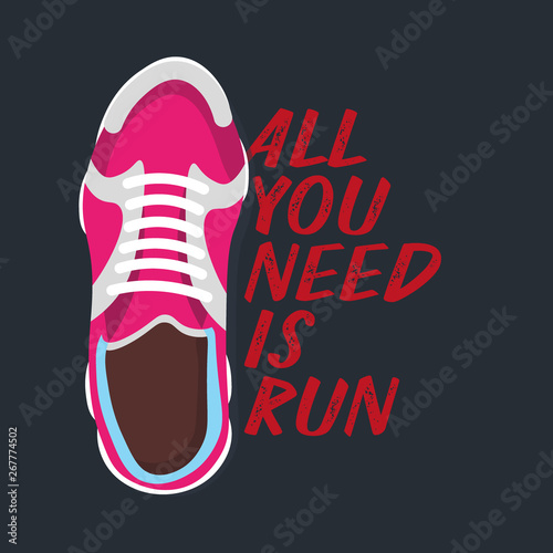 Sports quote on dark background with sneakers.