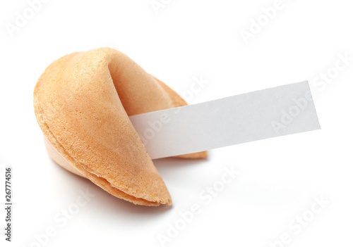 Chinese fortune cookies. Cookies with empty blank inside for prediction words. Isolated on white background.