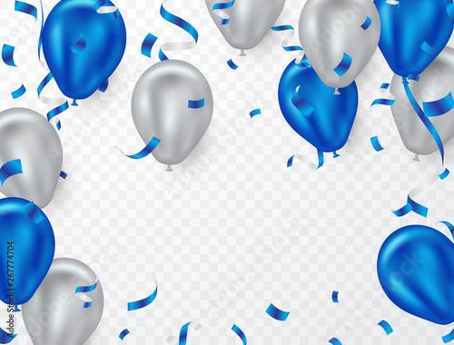 Photography Beautiful blue and silver balloon background for parties - festivals and celebra