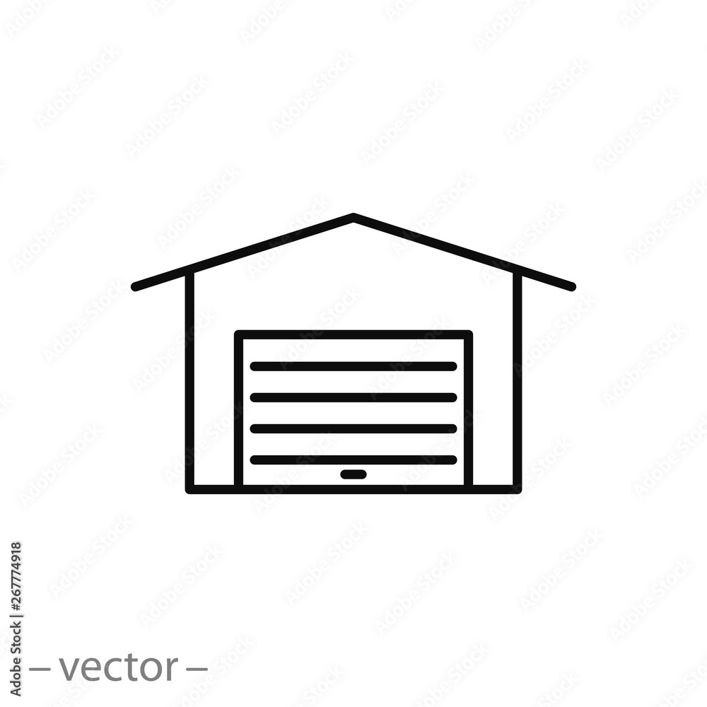 garage icon, car service line sign on white background - editable stroke vector illustration garage icon, car service line sign on white background - editable stroke vector illustration