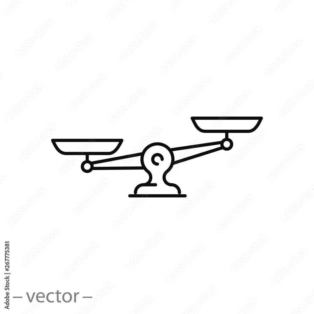 Scales icon, libra line sign on white background - editable stroke vector illustration eps10 Scales icon, libra line sign on white background - editable stroke vector illustration eps10