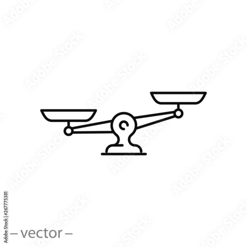 Scales icon, libra line sign on white background - editable stroke vector illustration eps10