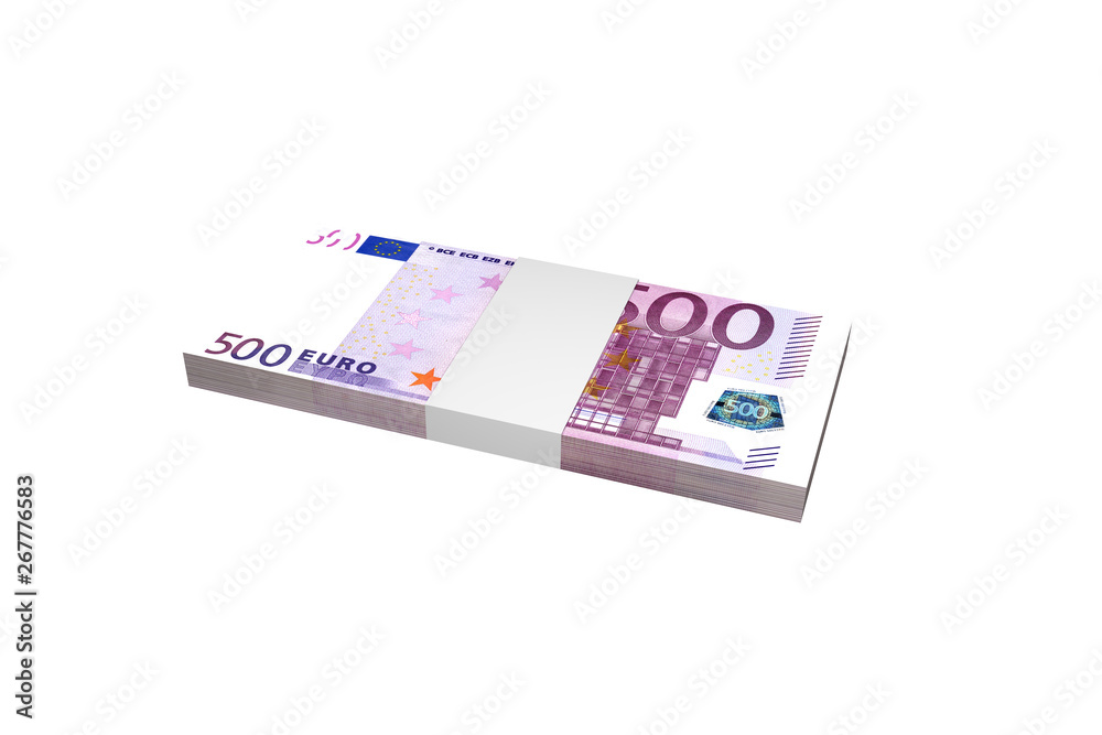 Stack of Five Hundred Euro Banknotes Render Stack of Five Hundred Euro Banknotes Render