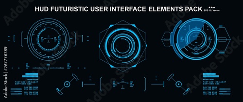 HUD elements mega set pack. Dashboard display virtual reality technology screen. Futuristic user interface.