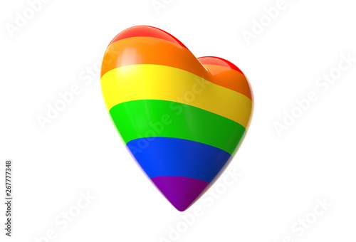 Free Download 3D render of LGBT rainbow colored heart shape isolated on white background - GFXLoad