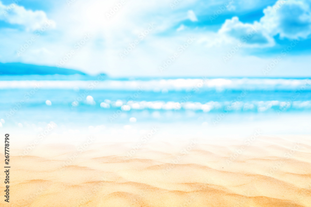 Blur tropical beach with bokeh sun light wave abstract background. Blur tropical beach with bokeh sun light wave abstract background.