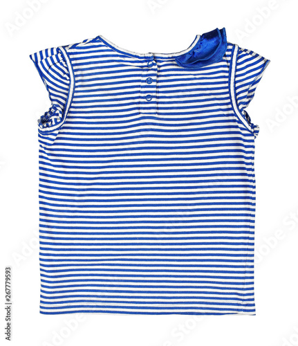 Child's T-shirt in stripes on isolated white background