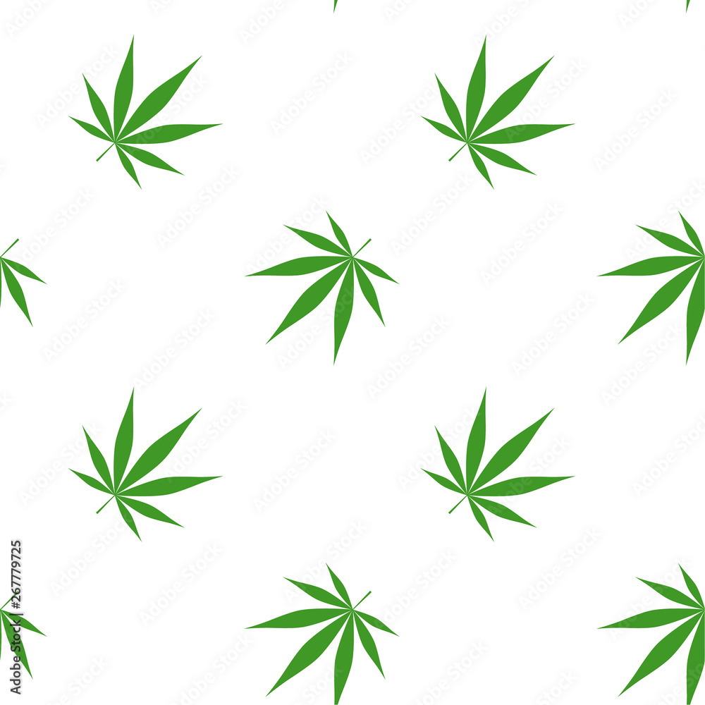 Vector seamless pattern with marijuana leaf, cannabis.