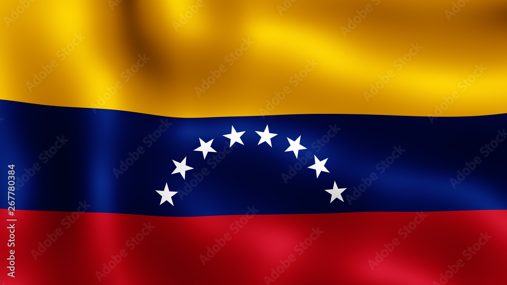 3D rendering. Flag of Venezuela, fluttering in the wind. It is different phases of the movement close-up flag in the wind. 